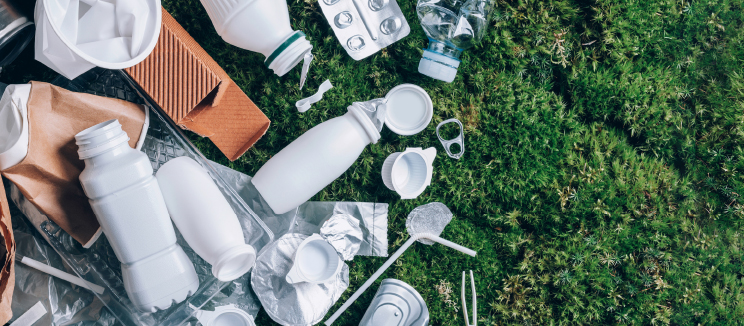 Image of bottles on grass