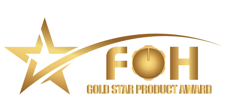 Award badge, image text: FOH Gold Star Product Award