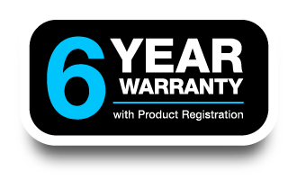 6 year Warranty With Product Registration badge