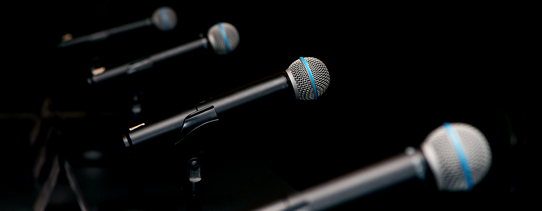 Image of microphones in a line