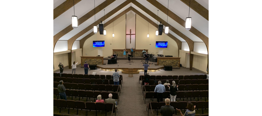 View inside Shepherds during a small service