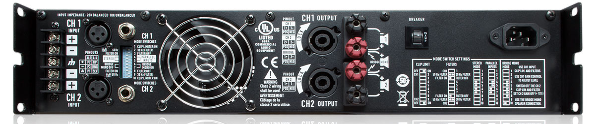Rear Image of the RMX 1450A amplifier