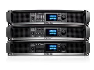 Three QSC CXD-Q Amplifiers stacked on top of eachother